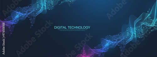 Abstract digital technology background. Digital tech motherboard texture design. Engineering circuit board concept for poster, header, banner, website, presentation.