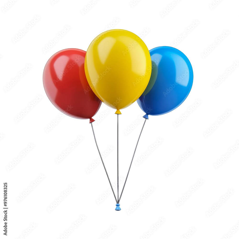 Bunte Luftballons, freigestellt vor transparentem Hintergrund, Generative AI