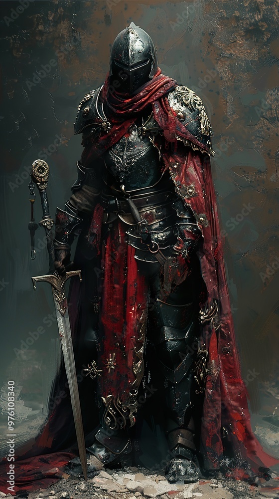 Dark Knight in Full Armor with Sword Dark Knight in Full Armor with Sword