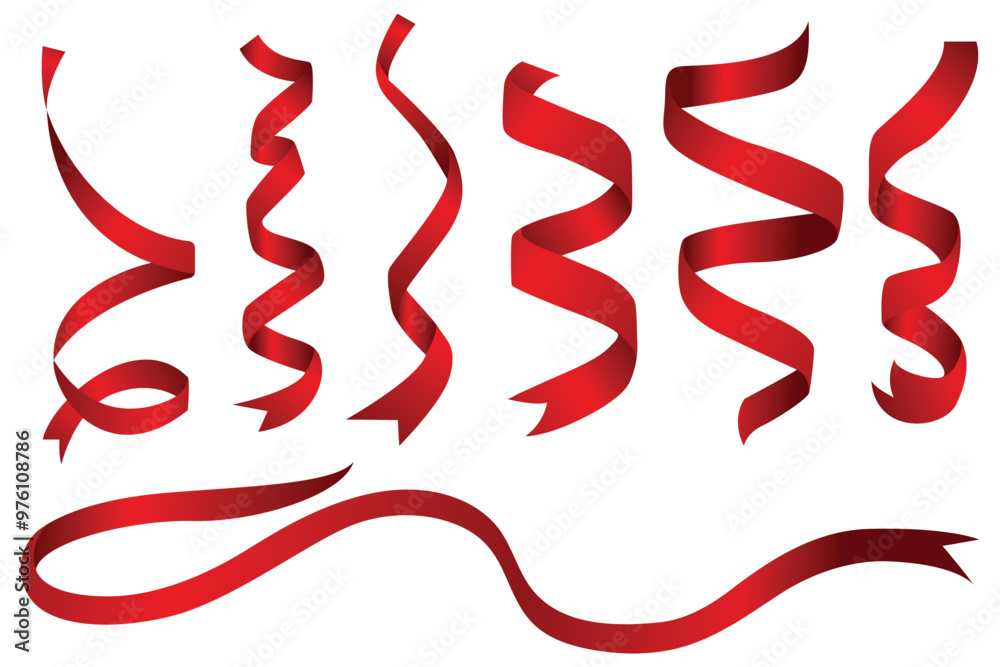 Red Ribbon Border, Red Silk Ribbon vector, red bow Red Ribbon Border, Red Silk Ribbon vector, red bow
