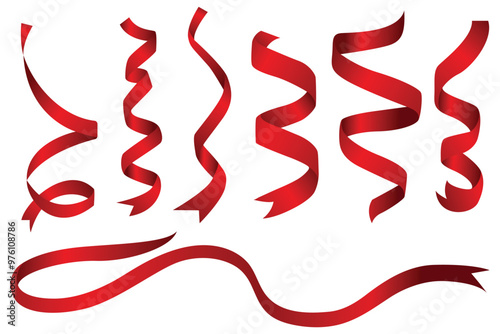 Red Ribbon Border,  Red Silk Ribbon vector,  red bow