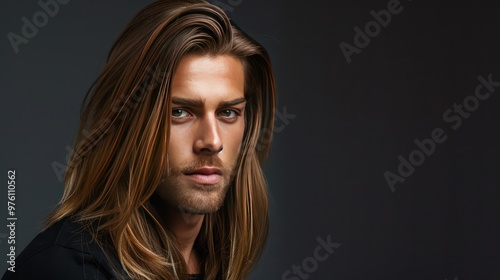 Portrait of a Handsome Man with Long Hair