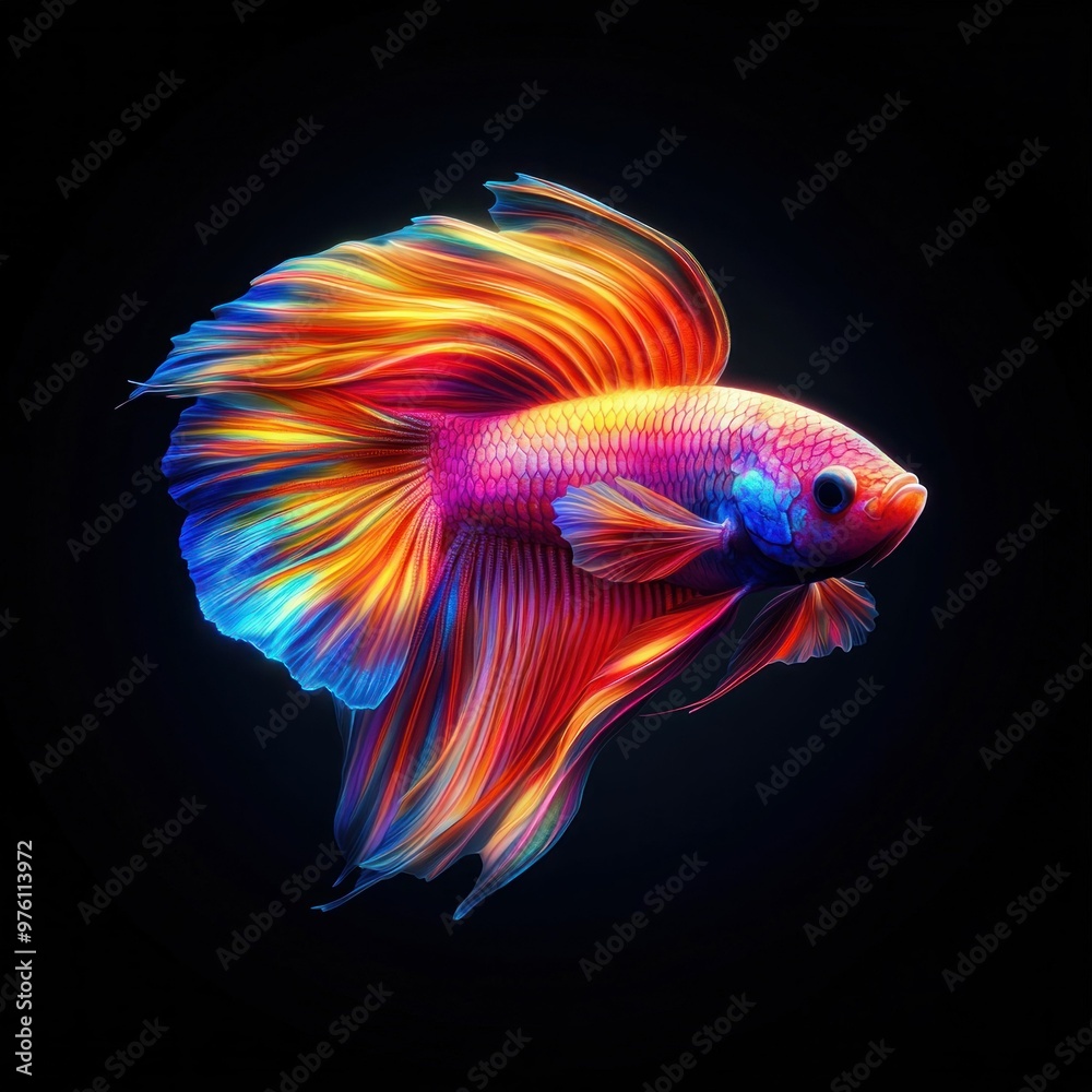 Vibrant Betta Fish with Flowing Colorful Fins. Generative ai Vibrant Betta Fish with Flowing Colorful Fins. Generative ai
