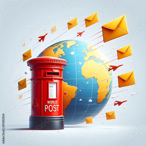 Wallpaper Mural Global Mail and Communication Concept for World Post Day Design Ai Generative Torontodigital.ca