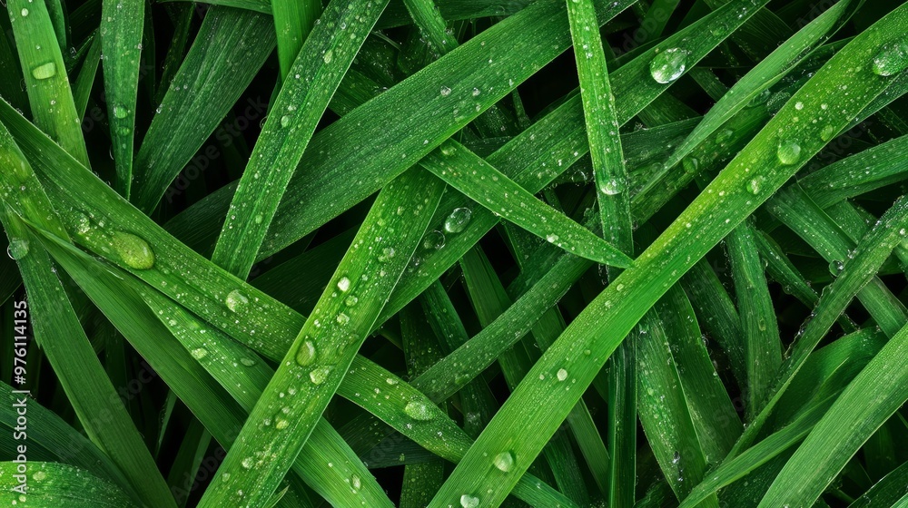 Fresh green grass with morning dew symbolizing a new beginning. Fresh green grass with morning dew symbolizing a new beginning.