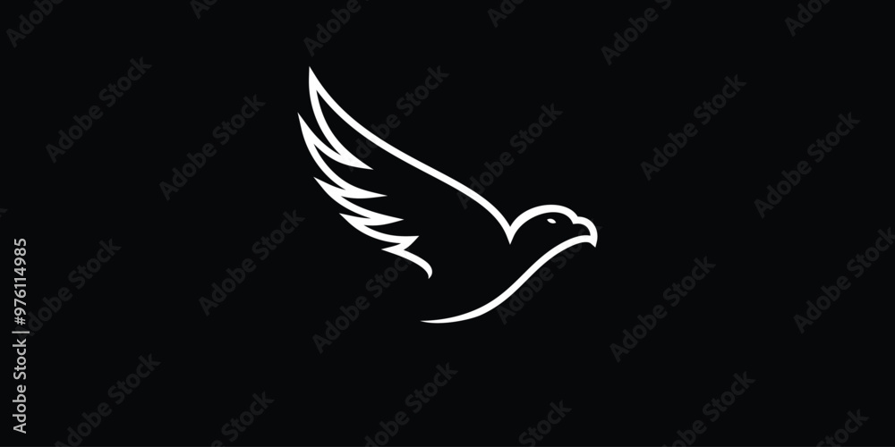 Fototapeta premium flying bird line art illustration with easy and simple concept