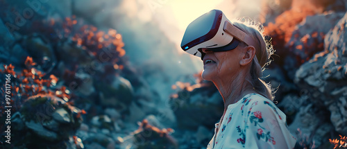 Immersed in Virtual Realities - Mature Woman Delights in Digital Exploration with VR Headset