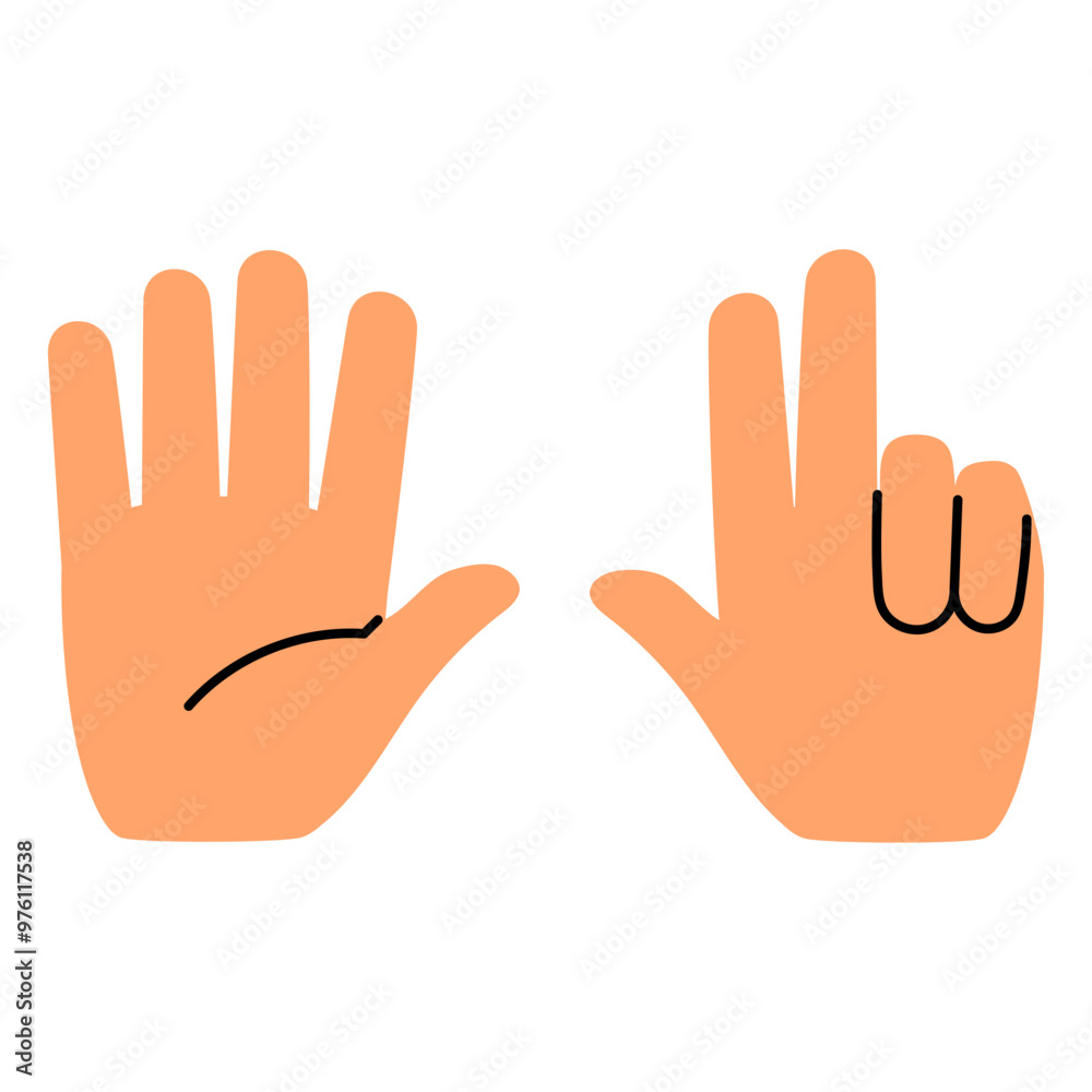 eight finger up hand gesture illustration eight finger up hand gesture illustration