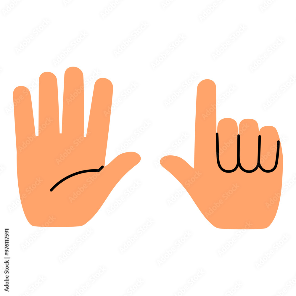seven finger up gesture illustration seven finger up gesture illustration
