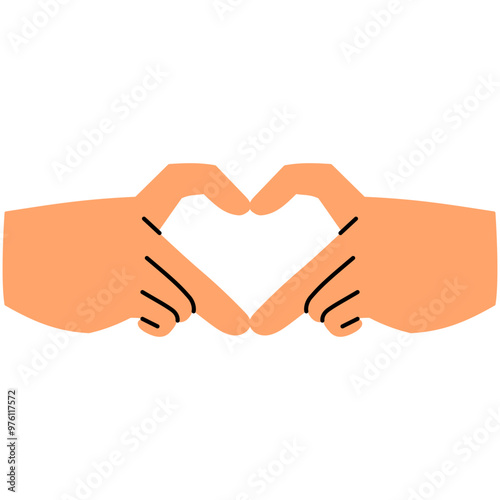 gen z heart hand gesture illustration