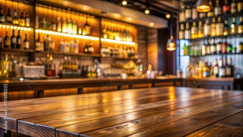 Blurred bar background behind a stylish table top counter