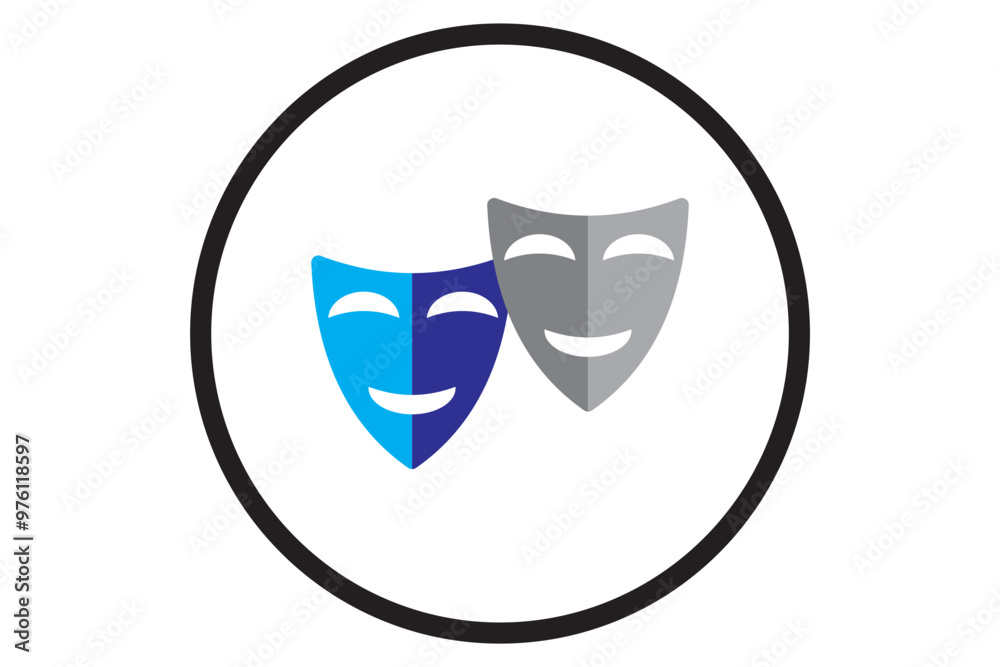 Theatrical masks vector icon set. Theater, theatre mask signs. Masquerade mask. Comedy and tragedy mask symbols.. Vector illustration Theatrical masks vector icon set. Theater, theatre mask signs. Masquerade mask. Comedy and tragedy mask symbols.. Vector illustration