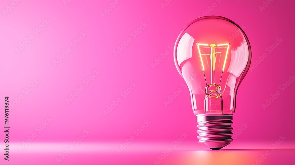 Stylish pink light bulb illuminating a modern space, showcasing creativity and innovation with a vibrant color palette. Stylish pink light bulb illuminating a modern space, showcasing creativity and innovation with a vibrant color palette.