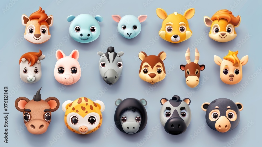 Cartoon animal icons for a mobile app or website. Cartoon animal icons for a mobile app or website.