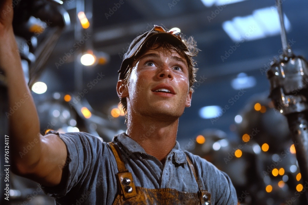 A factory worker during the Industrial Revolution, toiling in harsh conditions while dreaming of a better life A factory worker during the Industrial Revolution, toiling in harsh conditions while dreaming of a better life