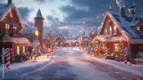 Enchanted Santa's Workshop Exterior Surrounded by Snowy Landscapes to Evoke Holiday Spirits and Magical Memories