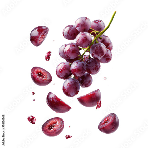 Falling Grapes slice isolated on transparency background