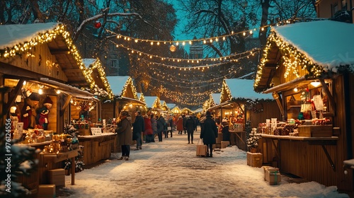 Explore a Charming European Christmas Village Market Perfect for Holiday Celebrations and Festive Gatherings photo