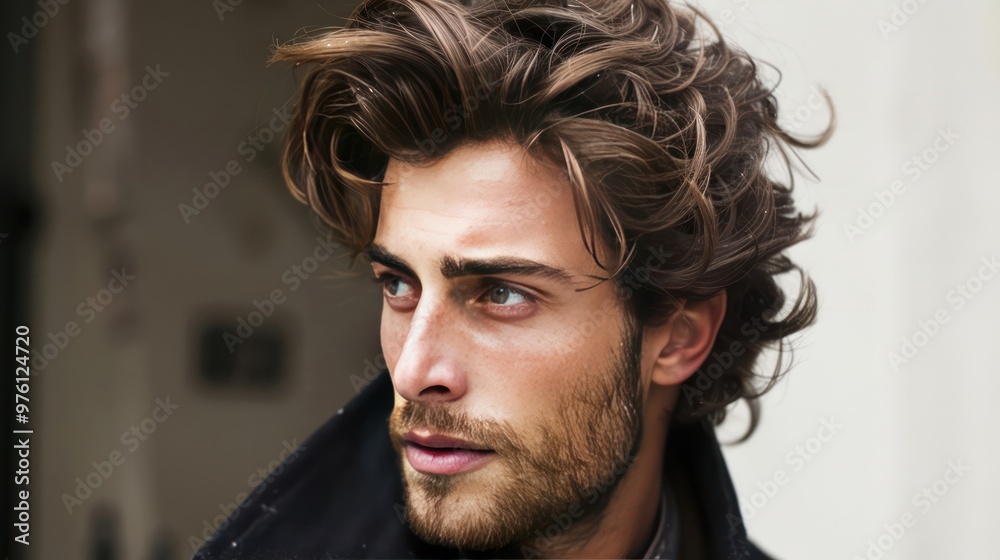 Fototapeta premium Handsome Man with Wavy Hair