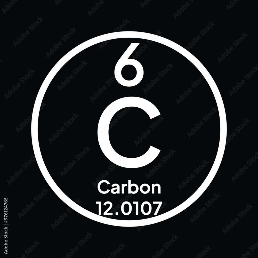 Carbon C chemical element icon. The chemical element of the periodic table. Sign with atomic number.