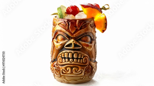 Refreshing Zombie Tiki Cocktail Served in Stylish Ceramic Cup