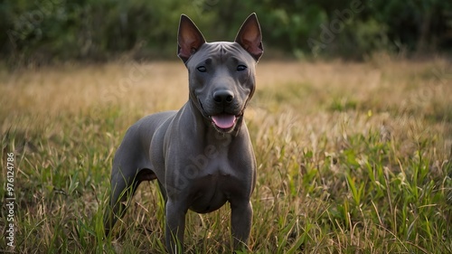 Grey Thai Ridgeback Grassland Dog Doggy Pet