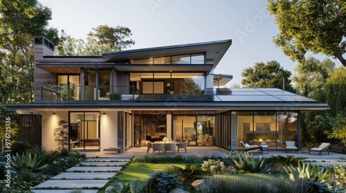 Contemporary Eco-Friendly Smart Home with Solar Panels and Energy Efficient Features