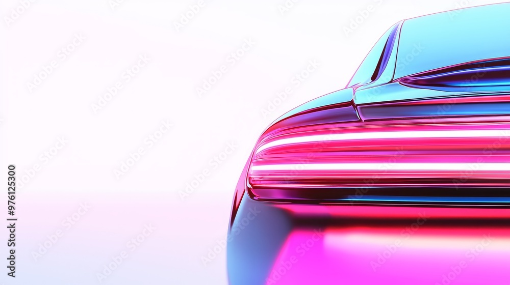 Vibrant rear view of a modern car, showcasing sleek lines and dynamic lighting in striking colors, perfect for automotive designs. Vibrant rear view of a modern car, showcasing sleek lines and dynamic lighting in striking colors, perfect for automotive designs.