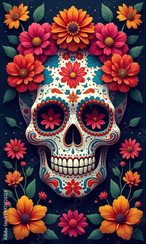 Day of the Dead celebration, vibrant ornamental designs