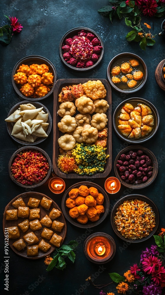 Fototapeta premium Diwali Feast with Traditional Indian food 