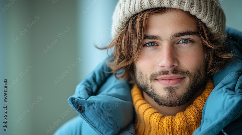 Capture winter fashion with this handsome man wearing a cozy knit beanie, warm puffer jacket, and vibrant sweater, perfect for showcasing cold weather style and trends.
Capture winter fashion with this handsome man wearing a cozy knit beanie, warm puffer jacket, and vibrant sweater, perfect for showcasing cold weather style and trends.