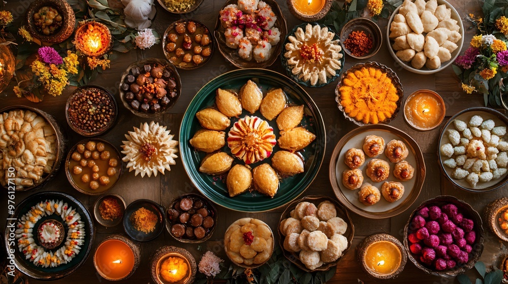 Diwali Feast with Traditional Indian food Diwali Feast with Traditional Indian food