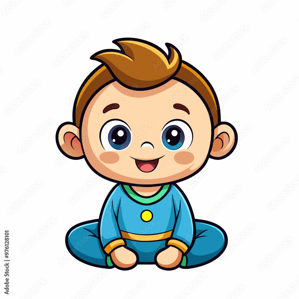 Cute small baby. Cartoon character of adorable and cheerful little boy Cute small baby. Cartoon character of adorable and cheerful little boy