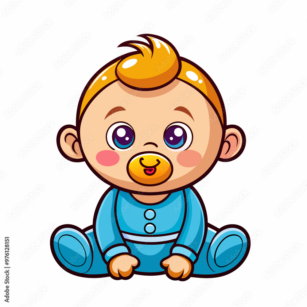 Cute small baby. Cartoon character of adorable and cheerful little boy Cute small baby. Cartoon character of adorable and cheerful little boy