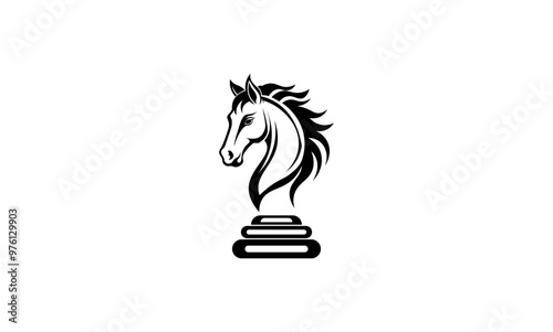 Side view of a horse's head with a mane on a white background. Vector illustration