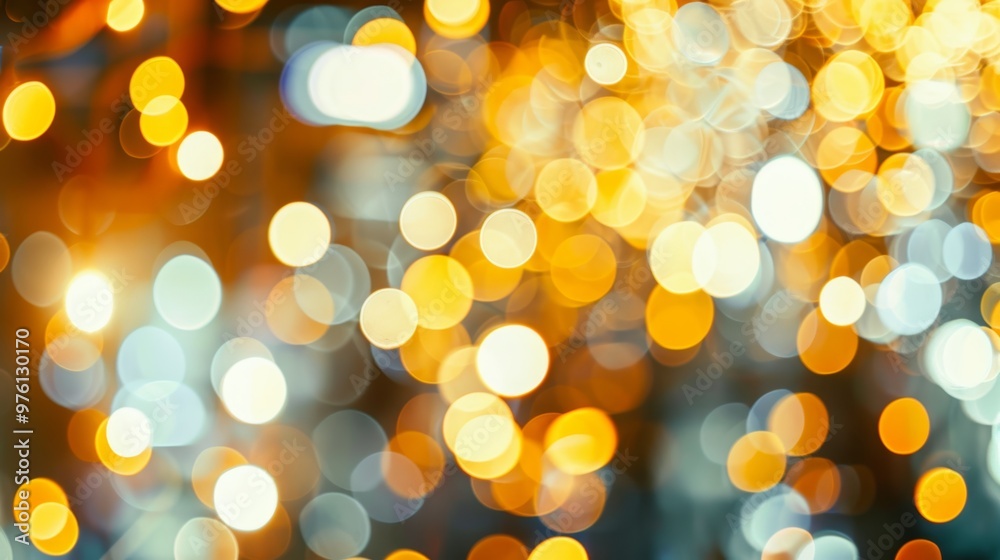 Fototapeta premium Bokeh Background with Bright Yellow and White Lights Perfect for Nightlife or City Events Banner Design
