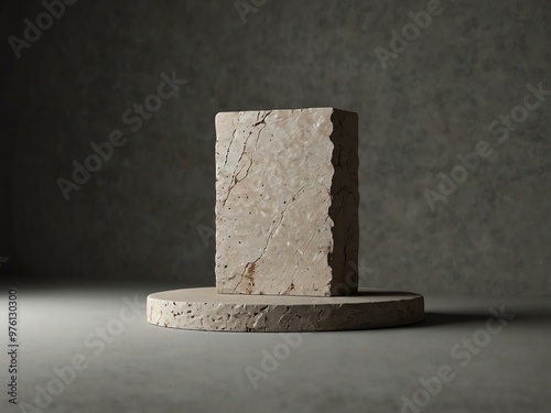 Minimalist stone podium mockup for product display. photo