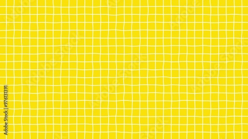 手描き風の白い線がカクカク動く方眼紙のシンプルな背景のループ動画（黄色）