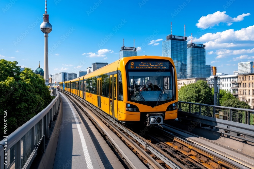 Fototapeta premium Berlin Public Transport Guide represented in a travel infographic, focusing on navigating the U-Bahn, S-Bahn, and buses across the city