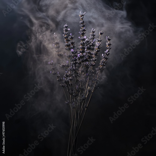 Smoke Enveloping a Bouquet of Dried Lavender