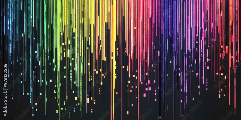 Fototapeta premium abstract pixel background. pixel multicolored falling wave on a black background. mosaic. pixel background