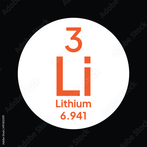 Lithium chemical periodic element icon. Vector chemistry lithium sign