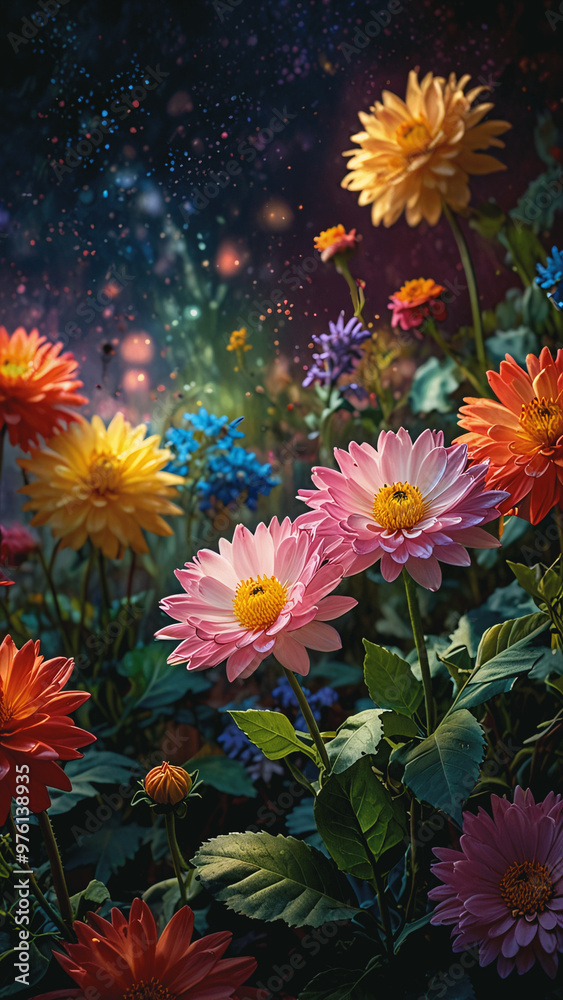 Majestic forest of mystical flowers, 9:16 Phone wallpaper floral background Majestic forest of mystical flowers, 9:16 Phone wallpaper floral background