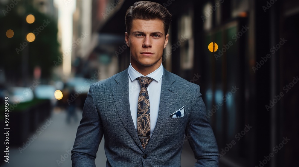Portrait of handsome man in elegant suit on a dark background. Neural network ai generated art Portrait of handsome man in elegant suit on a dark background. Neural network ai generated art