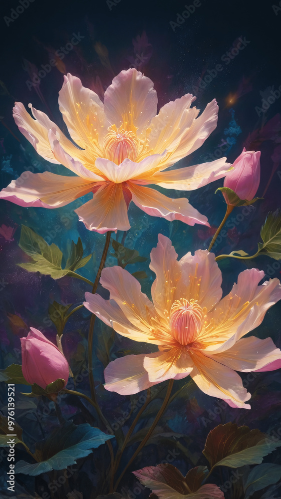 Majestic forest of mystical flowers, 9:16 Phone wallpaper floral background Majestic forest of mystical flowers, 9:16 Phone wallpaper floral background