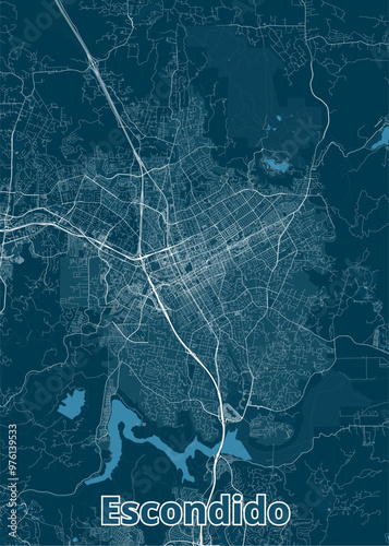 Fontana, California, USA artistic blueprint map poster