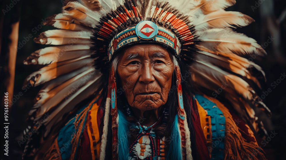 Obraz premium Indigenous Peoples' Day, an elder from an Indigenous community
