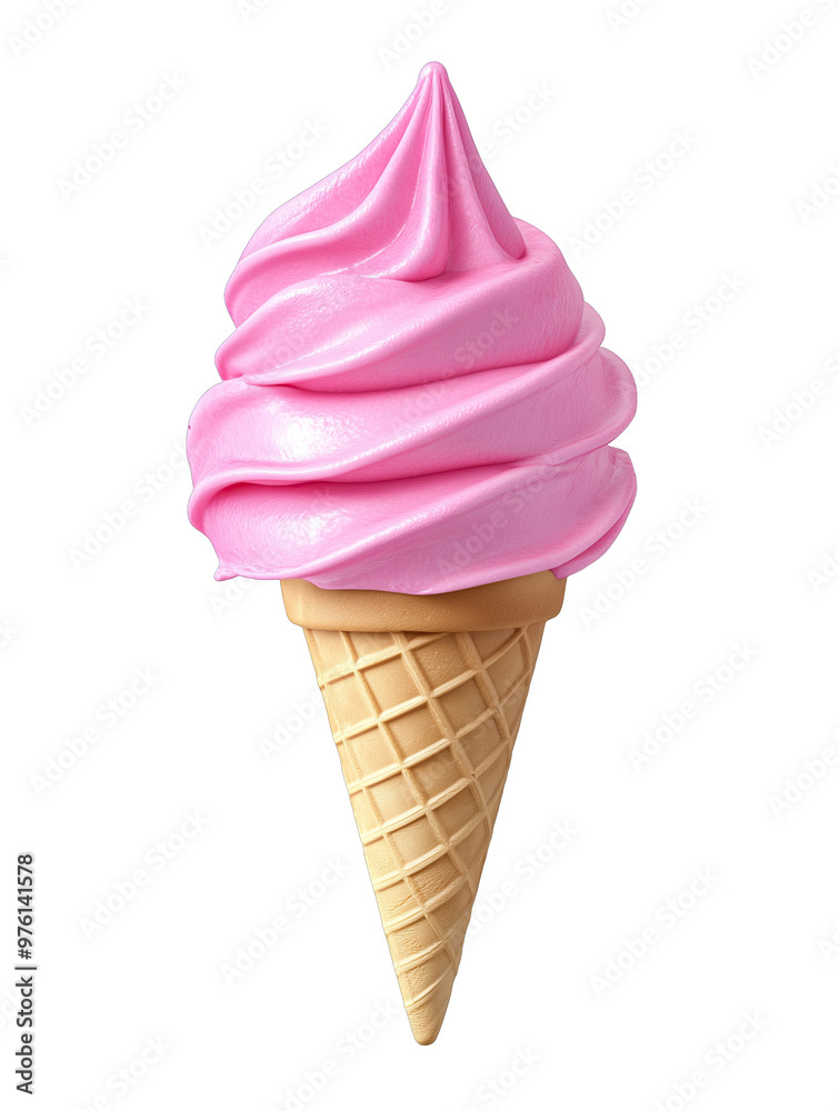 Delicious pink soft-serve ice cream in a classic cone enjoyed on a sunny day at a busy park Delicious pink soft-serve ice cream in a classic cone enjoyed on a sunny day at a busy park