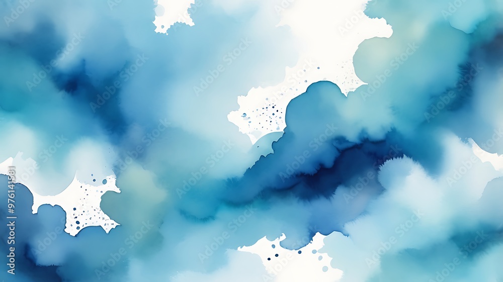 Obraz premium Soft Gradient Hues of Blue and White in a Dreamlike, Watercolor-Style Sky