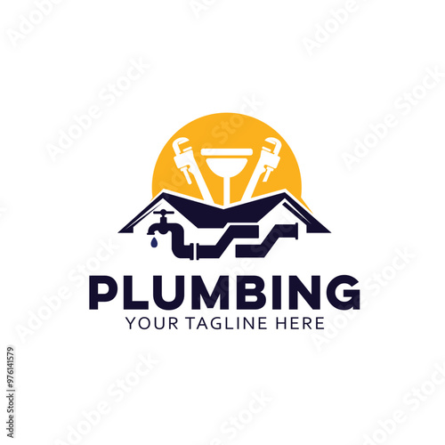 Plumbing logo template, easy to customize